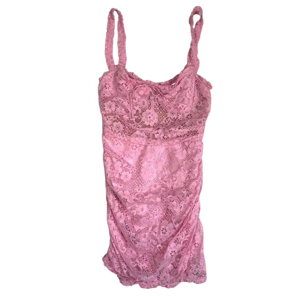 For Love and Lemons Lace Mini Dress Pink Coquette Fairy Hannah Small